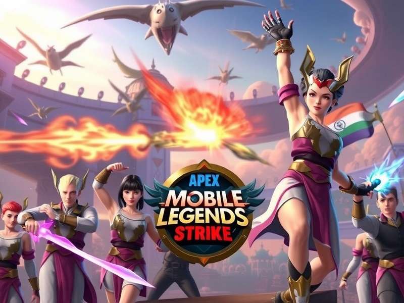 Apex Mobile Legends Strike Official Banner Apex Mobile Legends Strike game banner with Indian heroes and battle arena